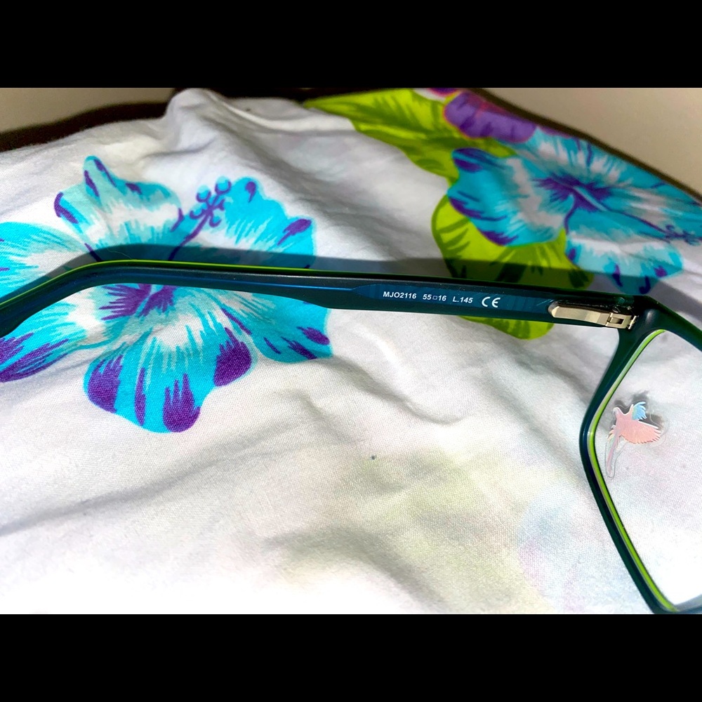 Maui Jim eye glass frames teal blue w/ lime - Picture 7 of 8